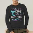 Cute Mermaid Librarian Teacher Dive Into A Good Book Reading Men's Long Sleeve T-Shirt, funny gift Cute Mermaid Librarian Teacher Dive Into A Good Book Reading Men's Long Sleeve T-Shirt, funny gift