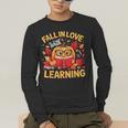 Fall In Love With Learning Pumpkin Thanksgiving Teacher Fall Men's Long Sleeve T-Shirt, funny gift