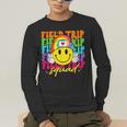 Field Trip Squad Groovy Field Day Smile Face Teacher Tie Dye Men's Long Sleeve T-Shirt, funny gift