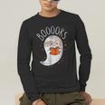 Halloween Cute Ghost Book Reading Teacher Men's Long Sleeve T-Shirt, funny gift