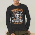 Halloween Skeleton Teacher Phonemes Graphemes Caffeine Lover Men's Long Sleeve T-Shirt, funny gift Halloween Skeleton Teacher Phonemes Graphemes Caffeine Lover Men's Long Sleeve T-Shirt, funny gift