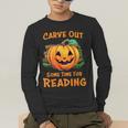 Halloween Teacher Librarian Pumpkin Reading Books Men Women Kids Men's Long Sleeve T-Shirt, funny gift