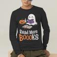 Halloween Teacher Women Cute Reading Ghost Read More Books Men's Long Sleeve T-Shirt, funny gift