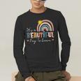 It's A Beautiful Day To Learn Cute Rainbow Boho Teacher Men's Long Sleeve T-Shirt, funny gift