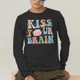 Kiss Your Brain Teacher Inspire Educate Groovy Retro Vintage Men's Long Sleeve T-Shirt, funny gift
