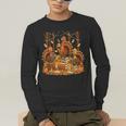 Librarian Turkey Reading Book Fall Thanksgiving Teacher Men's Long Sleeve T-Shirt, funny gift