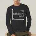 Math Teacher Geometry Angle Pun I'm Yes Always Right Men's Long Sleeve T-Shirt, funny gift