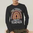 One Thankful Math Teacher Leopard Rainbow Thanksgiving Men's Long Sleeve T-Shirt, funny gift