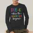 Pre-K Teacher Adventure Begins First Day Preschool Teachers Men's Long Sleeve T-Shirt, funny gift