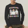 Preschool Boo Crew Groovy Halloween Floral Ghost Teacher Men Women Kids Men's Long Sleeve T-Shirt, funny gift
