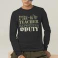 Retro Back To School Women Old Camo Pre-K Teacher Men's Long Sleeve T-Shirt, funny gift
