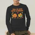 Retro Fall In Love With Learning Autumn Pumpkin Teacher Men's Long Sleeve T-Shirt, funny gift Retro Fall In Love With Learning Autumn Pumpkin Teacher Men's Long Sleeve T-Shirt, funny gift
