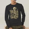 Skeleton Book Floral Skull Halloween Teacher Costume Men's Long Sleeve T-Shirt, funny gift Skeleton Book Floral Skull Halloween Teacher Costume Men's Long Sleeve T-Shirt, funny gift