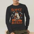 Sorry I'm Booked Ghost Reading Book Lover Teacher Halloween Men's Long Sleeve T-Shirt, funny gift