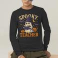 Spooky Teacher Halloween Cute Ghost Pumpkin Reading Women Men's Long Sleeve T-Shirt, funny gift
