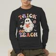 Teacher Halloween Trick Or Teach Floral Ghost Men's Long Sleeve T-Shirt, funny gift Teacher Halloween Trick Or Teach Floral Ghost Men's Long Sleeve T-Shirt, funny gift