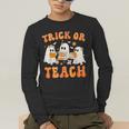 Teacher Halloween Trick Or Teach Retro Groovy Floral Ghost Men's Long Sleeve T-Shirt, funny gift Teacher Halloween Trick Or Teach Retro Groovy Floral Ghost Men's Long Sleeve T-Shirt, funny gift