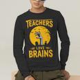 Teachers Love Brains Shirt Men Women Halloween Teacher Men's Long Sleeve T-Shirt, funny gift