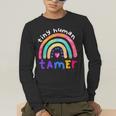 Tiny Human Tamer Watercolor Rainbow Daycare Teacher Men's Long Sleeve T-Shirt, funny gift Tiny Human Tamer Watercolor Rainbow Daycare Teacher Men's Long Sleeve T-Shirt, funny gift