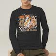 Trick Or Teach Groovy Teacher Halloween Floral Ghost Men's Long Sleeve T-Shirt, funny gift