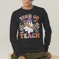 Trick Or Teach Groovy Teacher Halloween Retro Ghost Men's Long Sleeve T-Shirt, funny gift Trick Or Teach Groovy Teacher Halloween Retro Ghost Men's Long Sleeve T-Shirt, funny gift