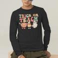 Trick Or Teach Pumpkin Candy Corn Ghost Halloween Teacher Men's Long Sleeve T-Shirt, funny gift Trick Or Teach Pumpkin Candy Corn Ghost Halloween Teacher Men's Long Sleeve T-Shirt, funny gift