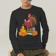 Turkey Reading Books Fall Thanksgiving Teacher Book Men's Long Sleeve T-Shirt, funny gift