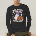 Will Trade Students For Candy Halloween Teacher Men's Long Sleeve T-Shirt, funny gift