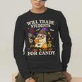 Will Trade Students For Candy Teacher Ghost Halloween Men's Long Sleeve T-Shirt, funny gift Will Trade Students For Candy Teacher Ghost Halloween Men's Long Sleeve T-Shirt, funny gift