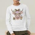 Cute Floral Highland Cow Back To School For Women Teacher Men's Long Sleeve T-Shirt, funny gift Cute Floral Highland Cow Back To School For Women Teacher Men's Long Sleeve T-Shirt, funny gift