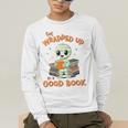 Cute Halloween Teacher Librarian Mummy Reading Books Men's Long Sleeve T-Shirt, funny gift
