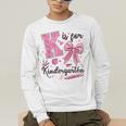 K Is For Kindergarten Teacher Coquette Bow Back To School Men's Long Sleeve T-Shirt, funny gift K Is For Kindergarten Teacher Coquette Bow Back To School Men's Long Sleeve T-Shirt, funny gift