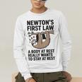Newtons First Law Physics Jokes Science Teacher Men's Long Sleeve T-Shirt, funny gift