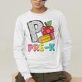 P Is For Pre-K Teacher Pencil Apple Back To School Men's Long Sleeve T-Shirt, funny gift P Is For Pre-K Teacher Pencil Apple Back To School Men's Long Sleeve T-Shirt, funny gift