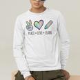 Peace Love Learn Tie Dye Teacher Kids 100th Days Of School Men's Long Sleeve T-Shirt, funny gift Peace Love Learn Tie Dye Teacher Kids 100th Days Of School Men's Long Sleeve T-Shirt, funny gift