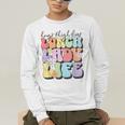 Soul Bleach Teacher Staff First Day Of School Last Hugs & High Fives Lunch Lady Vibes Blue Classic Fit Men's Long Sleeve T-Shirt, funny gift