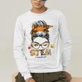STEM Teacher Messy Bun Fall Vibes Autumn Thanksgiving Men Women Men's Long Sleeve T-Shirt, funny gift STEM Teacher Messy Bun Fall Vibes Autumn Thanksgiving Men Women Men's Long Sleeve T-Shirt, funny gift