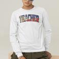Teacher Filipino Vintage Heritage DNA Flag Men's Long Sleeve T-Shirt, funny gift Teacher Filipino Vintage Heritage DNA Flag Men's Long Sleeve T-Shirt, funny gift
