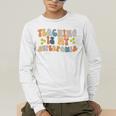 Teaching Is My Superpower Vintage Groovy University Teacher Men's Long Sleeve T-Shirt, funny gift