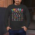 Alphabet Positive Affirmations Back To School Teacher Men's Long Sleeve T-Shirt, funny design