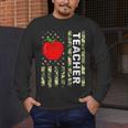 American Flag Camouflage Teacher Patriotic 4th Of July Men's Long Sleeve T-Shirt, funny design