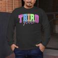 Back To School Neon Checkered Third Grade Colorful Teacher Men's Long Sleeve T-Shirt, funny design Back To School Neon Checkered Third Grade Colorful Teacher Men's Long Sleeve T-Shirt, funny design