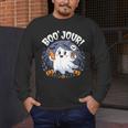 Boo Jour Ghost Halloween French Teacher Cute Coffe Croissant Men's Long Sleeve T-Shirt, funny design Boo Jour Ghost Halloween French Teacher Cute Coffe Croissant Men's Long Sleeve T-Shirt, funny design