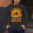 My Broom Broke So Now I Teach English Halloween Teacher Men's Long Sleeve T-Shirt, funny design My Broom Broke So Now I Teach English Halloween Teacher Men's Long Sleeve T-Shirt, funny design