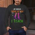 My Broom Broke So Now I Teach Teacher Witch Halloween Men's Long Sleeve T-Shirt, funny design My Broom Broke So Now I Teach Teacher Witch Halloween Men's Long Sleeve T-Shirt, funny design