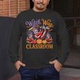 Way To Classroom Halloween Witch Three Cute Sloths Teacher Men's Long Sleeve T-Shirt, funny design Way To Classroom Halloween Witch Three Cute Sloths Teacher Men's Long Sleeve T-Shirt, funny design