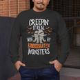 Creepin It Real Kindergarten Monsters Halloween Teacher Men's Long Sleeve T-Shirt, funny design
