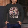 Cute Daycare Teacher Rainbow Leopard Print Childcare Worker Men's Long Sleeve T-Shirt, funny design Cute Daycare Teacher Rainbow Leopard Print Childcare Worker Men's Long Sleeve T-Shirt, funny design