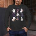 Cute Ghost Cat Playing Musical Halloween Music Teacher Men's Long Sleeve T-Shirt, funny design