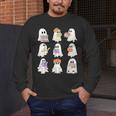 Cute Ghost Reading Books Teacher Halloween Reading Men Women Kids Men's Long Sleeve T-Shirt, funny design